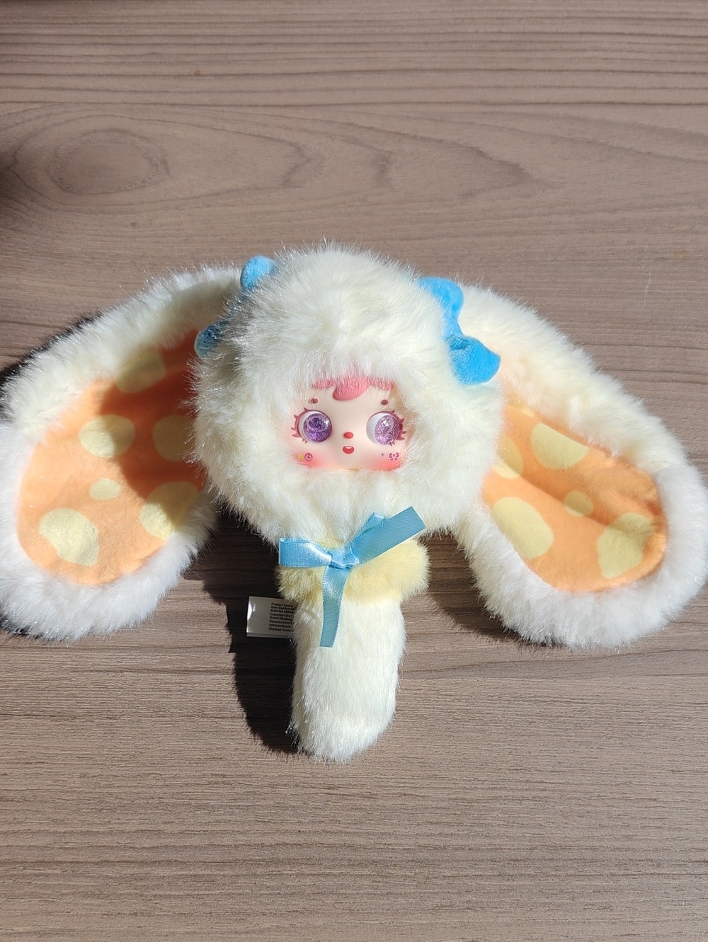 Rare Item! Samuel Cute Plush Bunny Rattle Hair Blush - Cream and Blue